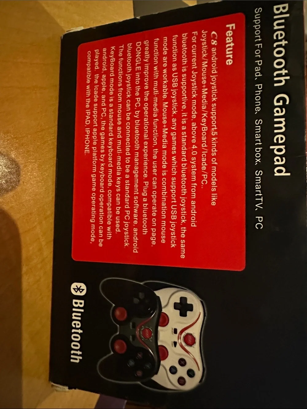 Wireless Bluetooth Gamepad Controller - Black with Orange Accents